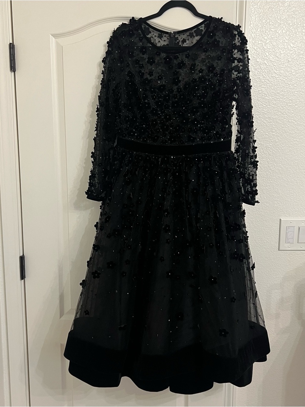 Mac Duggal Black Embellished Tulle Cocktail Dress